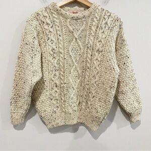 Vintage Kids Cream Cable Knit Sweater Fisherman wool